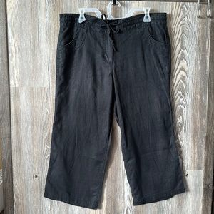 Lands End black linen gaucho pants, 10
